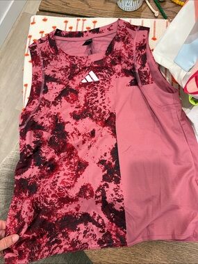 adidas Pink and Red Patterned Training Tank